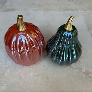 Iridescent Glass Pumpkin Figurine Set of 2